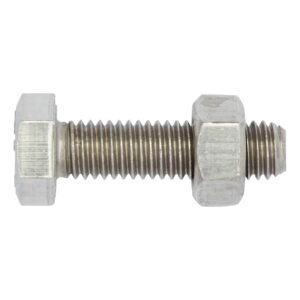 Vite a testa esagonale, filetto intero, ASSIEME SB, DIN EN 15048-1 ISO 4017, acciaio inox A2-70, con dado ISO 4032